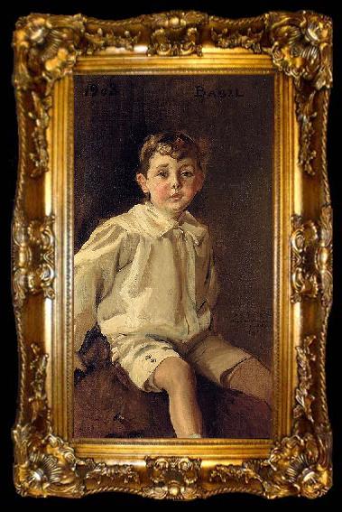 framed  Joaquin Sorolla Portrait of Basel Mundy, ta009-2